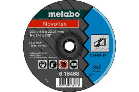 DISCO PARA DESBASTE DE METAL DE 9" X 1/4" X 7/8", 230X6X22.23 MM, MARCA METABO, MODELO 616468000