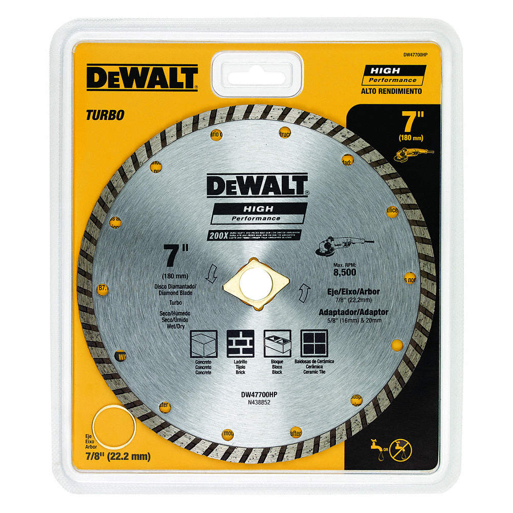 DISCO PARA CORTE DE CONCRETO DE 7", DIAMANTADO, MARCA DEWALT, MODELO 47700HP