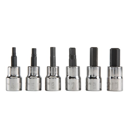 JUEGO DE 6 CUBOS DE 3/8" PUNTA HEXAGONAL (ALLEN), MARCA CRAFTSMAN, MODELO CMMT34448, 4, 5, 6, 7, 8, 10MM