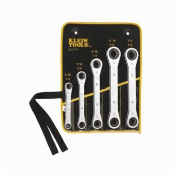 JUEGO DE LLAVES COMBINADAS CON TRINQUETE REVERSIBLE, DE 5 PIEZAS, DE 1/4" A 7/8", MARCA KLEIN TOOLS, MODELO 68245