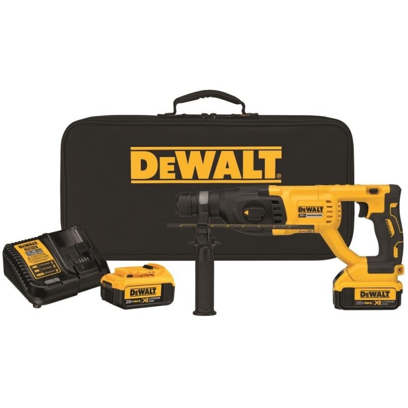 KIT DE ROTOMARTILLO COMBINADO SDS PLUS DE 1" 20V, INALAMBRICO, 20V MAX, 2.6J, MARCA DEWALT, MODELO DW-DCH133M2-B3: 4 BAT 4AH + CARG + BOLSO