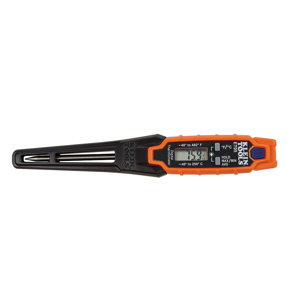 TERMOMETRO DIGITAL DE BOLSILLO DE SONDA, DE -40 A 250 °C, MARCA KLEIN TOOLS, MODELO ET05