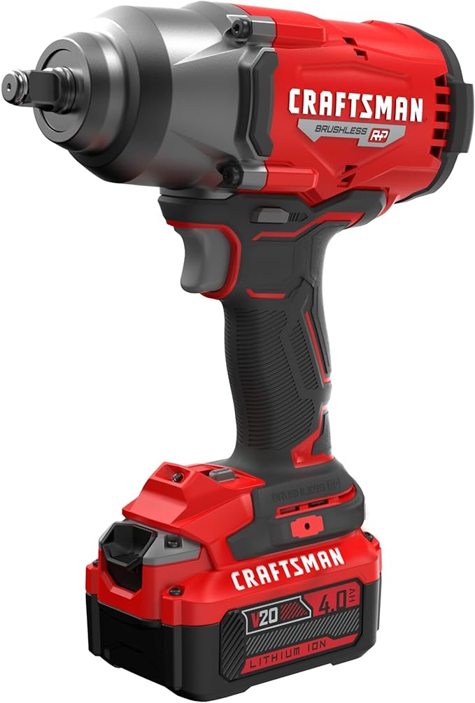 KIT DE LLAVE DE IMPACTO DE 1/2" INALAMBRICA, 1000 LBS-PIE, MARCA CRAFTSMAN, MODELO CMCF940M1: 1 BAT 4AH + CARG + BOLSO