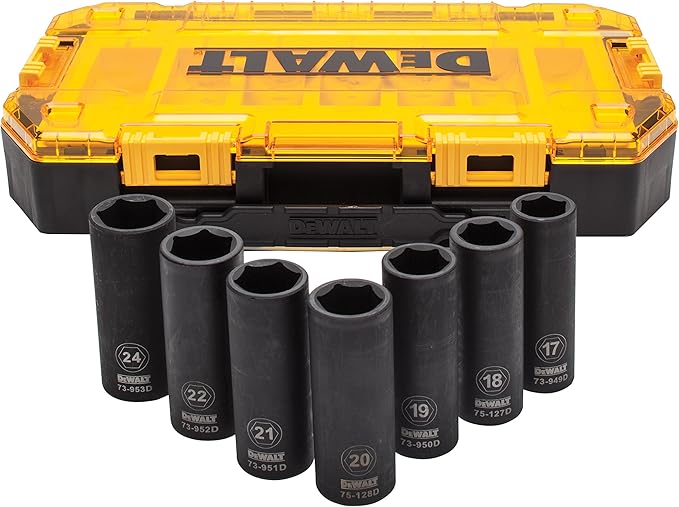 JUEGO DE CUBOS DE 1/2" PROFUNDOS, DE 7 PIEZAS, MARCA DEWALT, MODELO DWMT74736