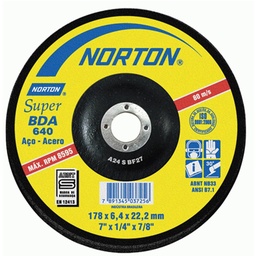 [NORTON152592] DISCO PARA DESBASTE DE METAL DE 4-1/2"X1/4"X7/8", CENTRO DEPRIMIDO, MARCA NORTON, MODELO 152592