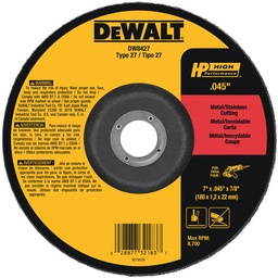 [DW8427] DISCO PARA CORTE DE METAL DE 7" X 1/16" X 7/8", MARCA DEWALT, MODELO DW8427