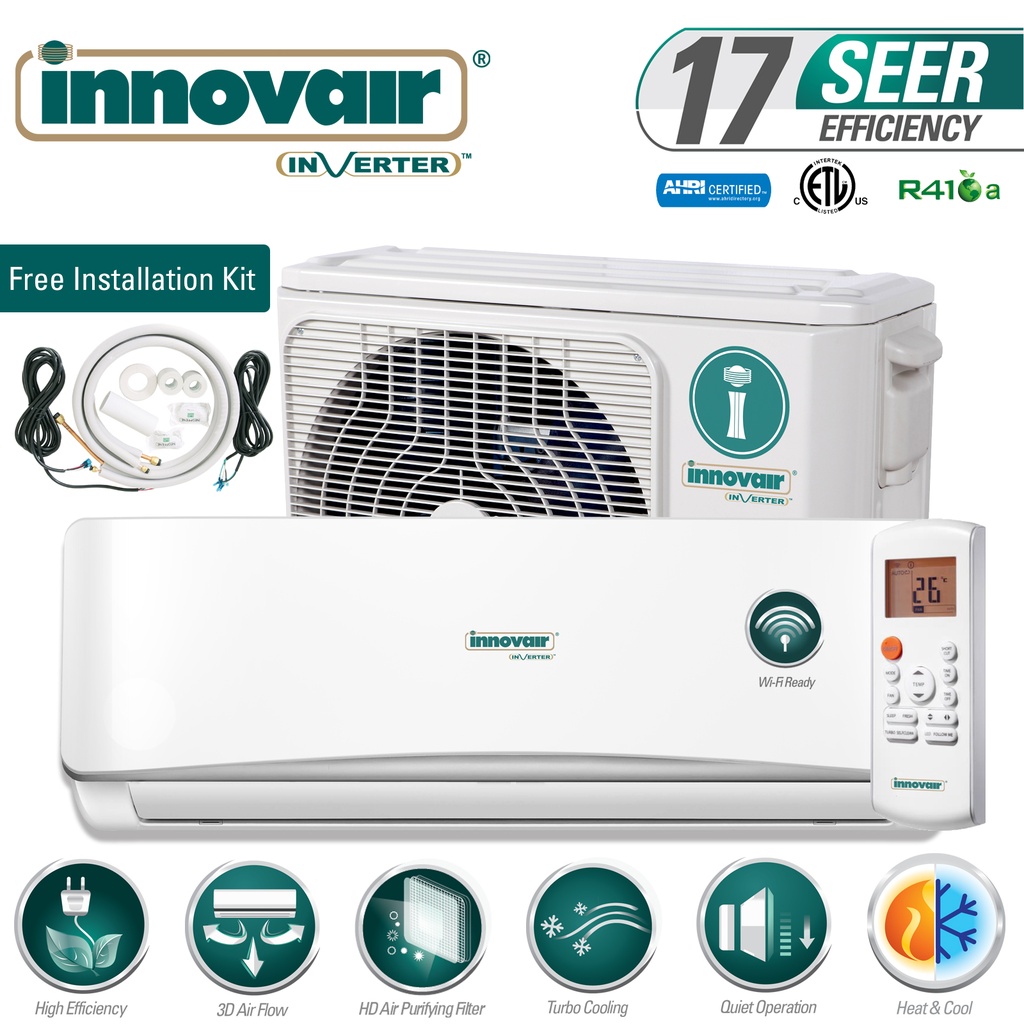 AIRE ACONDICIONADO TIPO MINI SPLIT, EFICIENCIA SEER 17, CAPACIDAD 12000 BTU, MARCA INNOVAIR