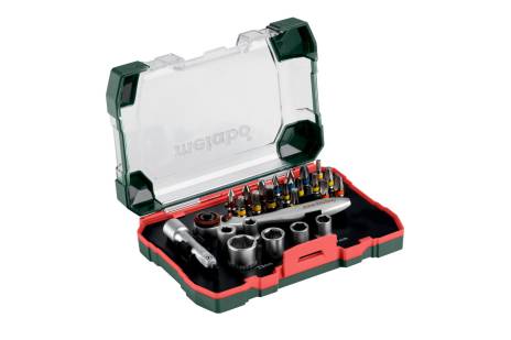 Caja de Puntas y Ratch de 26 piezas, Metabo 626701000