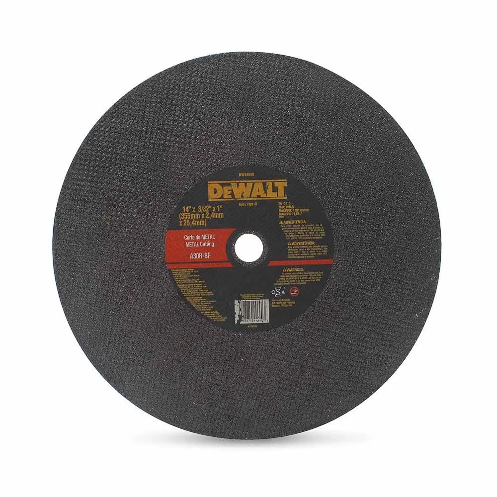 DISCO PARA CORTE DE METAL DE 14" X 7/64" X 1", MARCA DEWALT, MODELO 44640