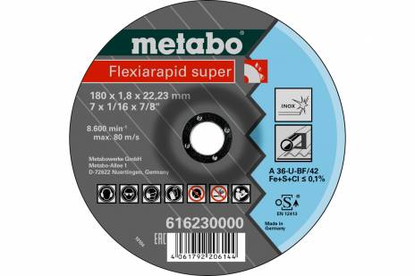 Disco de Corte de 7", FLEXIRAPID SUPER 180X1.8X22.23, Metabo 616230000