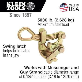 GANCHO O COMELON 5000 LIBRAS, PARA CABLE ACERADO #5/16", MARCA KLEIN TOOLS, MODELO 1604-20L
