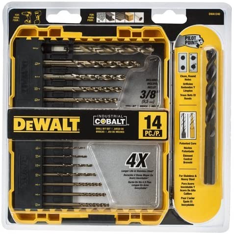 JUEGO DE BROCAS PARA METAL DE COBALTO, DE 14 PIEZAS, MARCA DEWALT, MODELO DWA1240