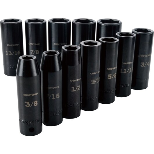 JUEGO DE CUBOS DE IMPACTO DE 12 PIEZAS EN PULGADAS, MARCA CRAFTSMAN, MODELO CMMT15886