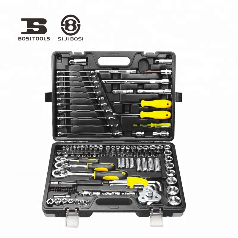 JUEGO DE CUBOS MILIMETRICOS DE 1/4", 3/8" Y 1/2", DE 123 PIEZAS, MARCA BOSI TOOLS, MODELO BS511123
