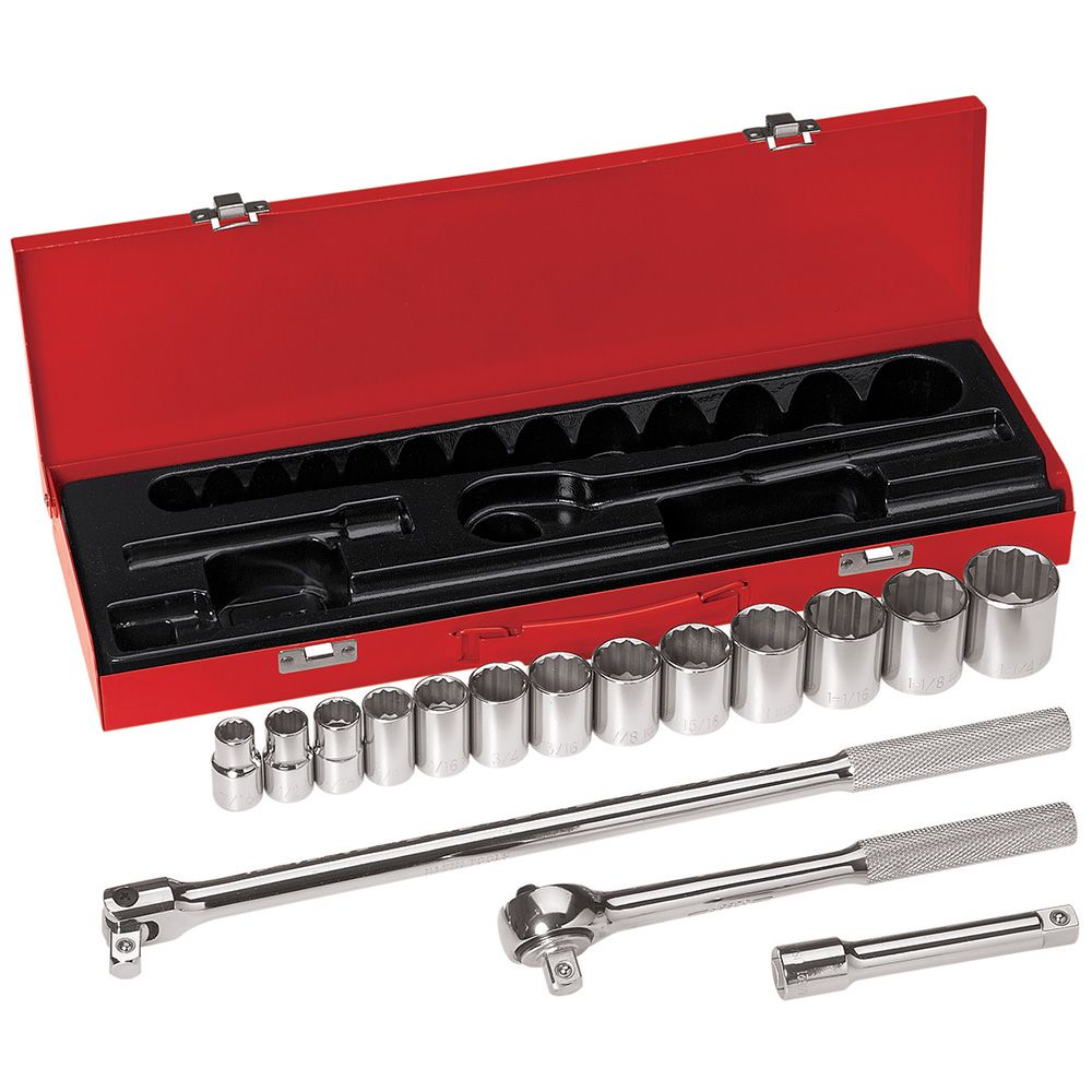 JUEGO DE CUBOS DE 1/2", DE 16 PIEZAS, DE 7/16" A 1-1/4", MARCA KLEIN TOOLS, MODELO 65512
