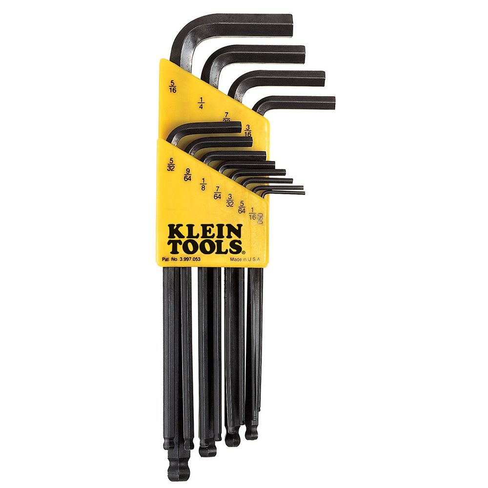 JUEGO DE LLAVES HEXAGONALES (ALLEN) TIPO L, PULGADAS, CON CABEZA DE BOLA, 12 PIEZAS, MARCA KLEIN TOOLS, MODELO BLK12
