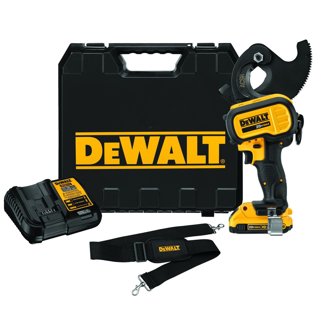 KIT DE HERRAMIENTAS PARA CORTE DE CABLE ACSR 20V, HASTA 750 CU/1590 ACSR, MARCA DEWALT, MODELO DCE155D1:  1 BAT 2AH + CARG