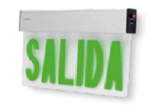 LAMPARA DE EMERGENCIA LED E-30G,  ROTULO DE SALIDA, LETRAS VERDES, 3W, 100 LUMEN, 6500K, 120-277V, 90 MIN, MARCA SYLVANIA, MODELO P24531-15