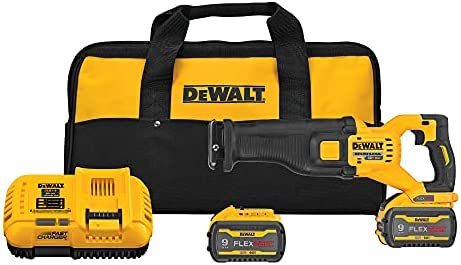 SIERRA RECIPROCA INALAMBRICA 60V, 1800W, MARCA DEWALT, MODELO DSC389X2: 2 BAT 9 AH + CARGADOR + BOLSO
