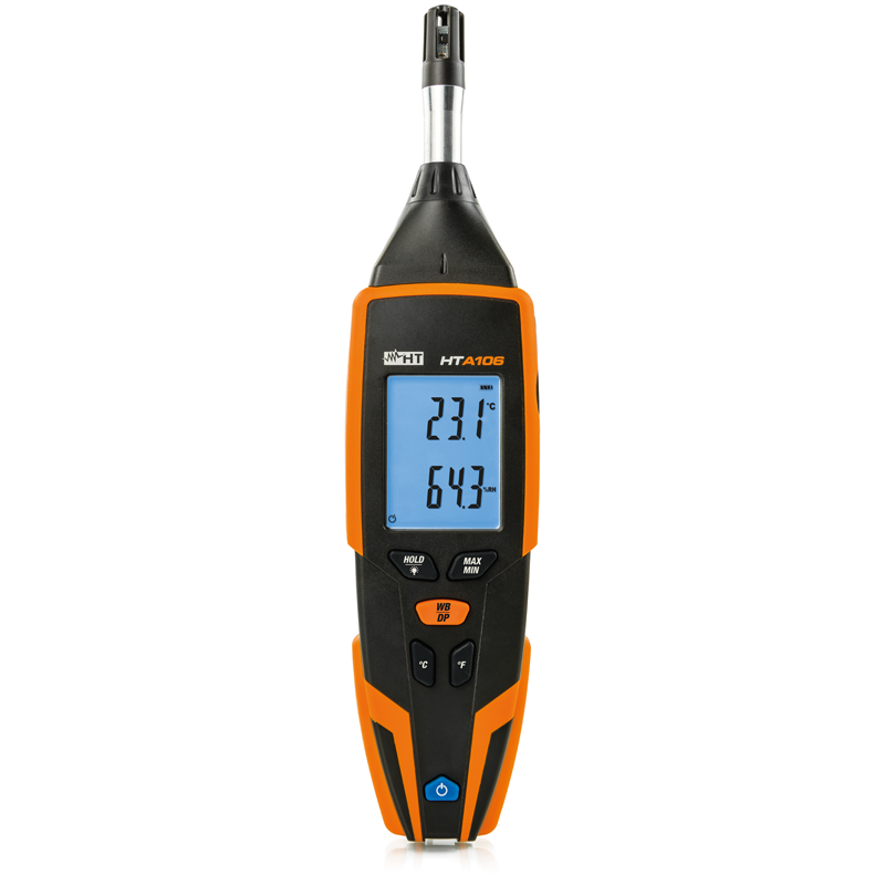TERMOHIGROMETRO PARA MEDIR TEMPERATURA Y HUMEDAD DEL AIRE, MARCA HT, MODELO HTA106