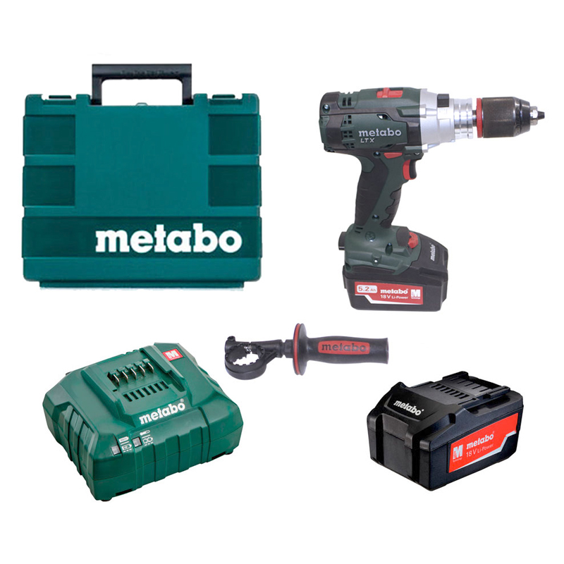 KIT DE TALADRO ATORNILLACOR DE PERCUSION INALAMBRICO SB 18 LTX IMPULS, MARCA METABO, MOELO 602192520: 2 BAT 5.2AH+CARG+METABOX