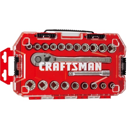 JUEGO DE CUBOS DE 1/2" DE 22 PIEZAS, EN PULGADAS Y MILIMETRO, MARCA CRAFTSMAN, MODELO CMMT12015