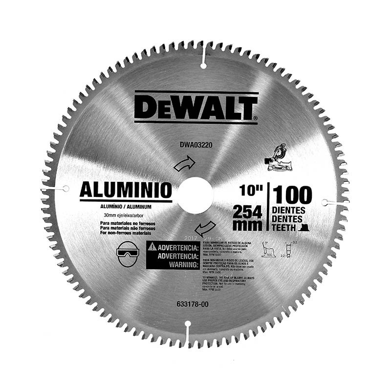 DISCO PARA SIERRA DE 10" 100DT, MARCA DEWALT, MODELO DWA03220