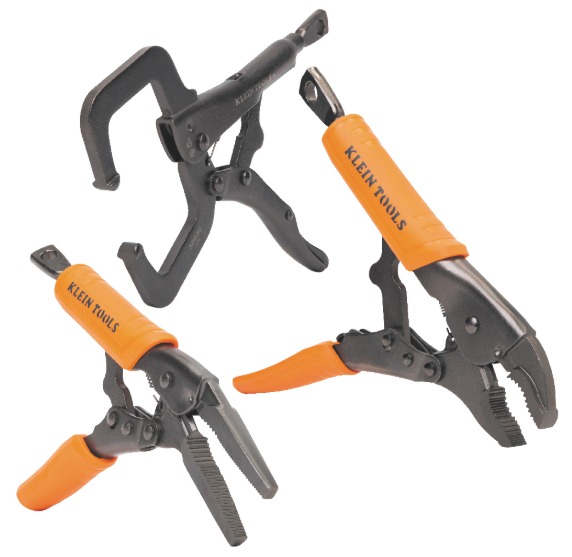 JUEGO DE PINZAS DE PRESION EN C, DE PUNTA Y CON MORDAZA CURVA, DE 3 PIEZAS, MARCA KLEIN TOOLS, MODELO 38664