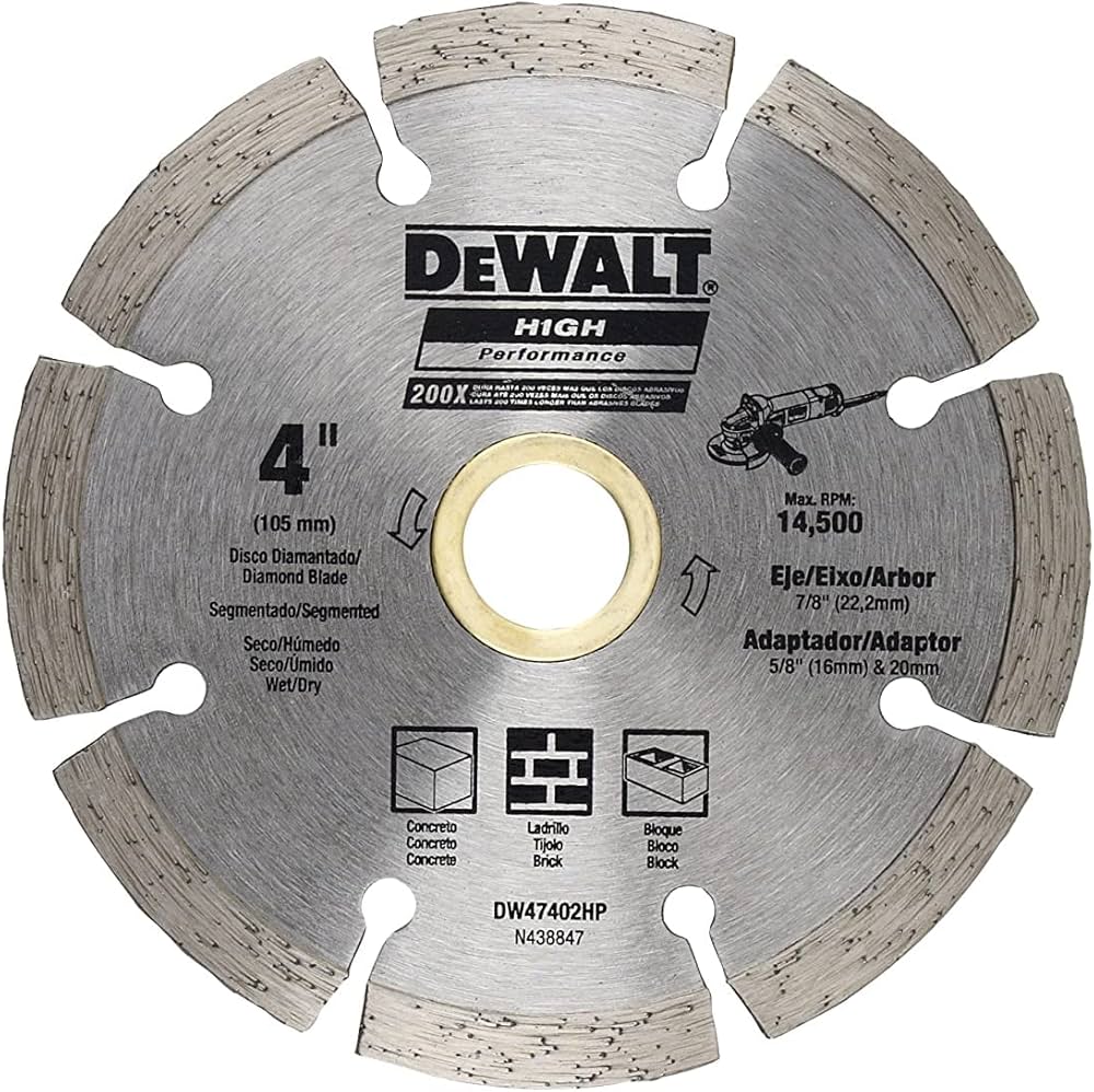 DISCO PARA CORTE DE CONCRETO DE 4-1/2", DIAMANTADO, MARCA DEWALT, MODELO 47402HP