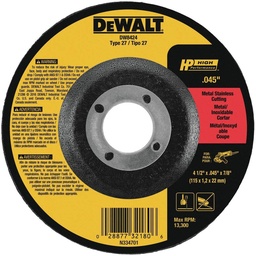 [DW8424] DISCO PARA CORTE DE METAL 4-1/2", MARCA DEWALT, MODELO DW8424