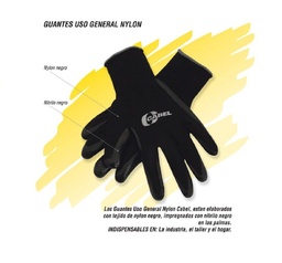 [CABEL03-0502-0201-08TM] GUANTES DE NYLON CON NITRILO COLOR NEGRO #8, MARCA CABEL, MODELO 03-0502-0201-08